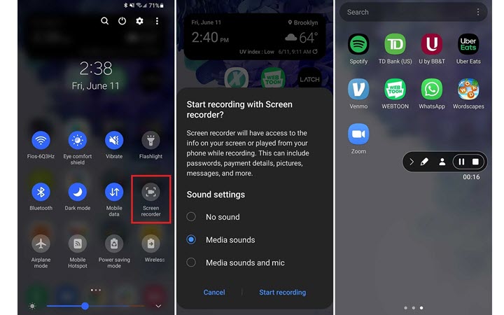 How to screen record with audio on Android