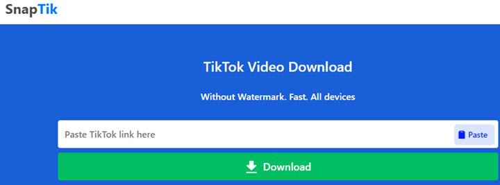 Download TikTok Videos without Watermark in SnapTik